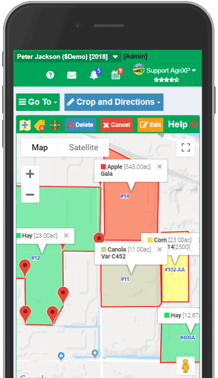 Reliable Crop Planner list smartphone